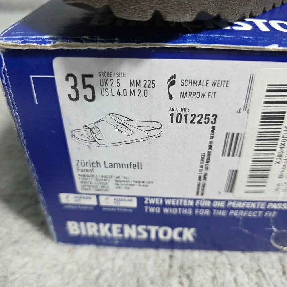 Birkenstock Zurich Lambswool‎ Shearling Lined Clogs Sandals EU 35 Narrow NEW